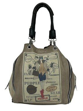 barbara rihl Beige Gray Black Multi Leather Hardware Tote Bag